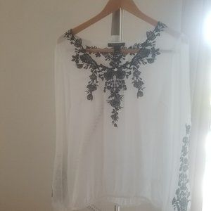White House Black Market Boho Peasant Blouse, Size 14